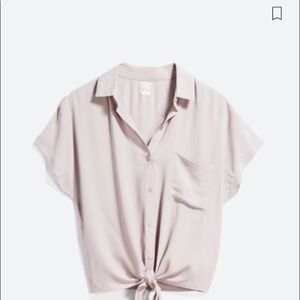 Kaileigh tie front button down top, medium